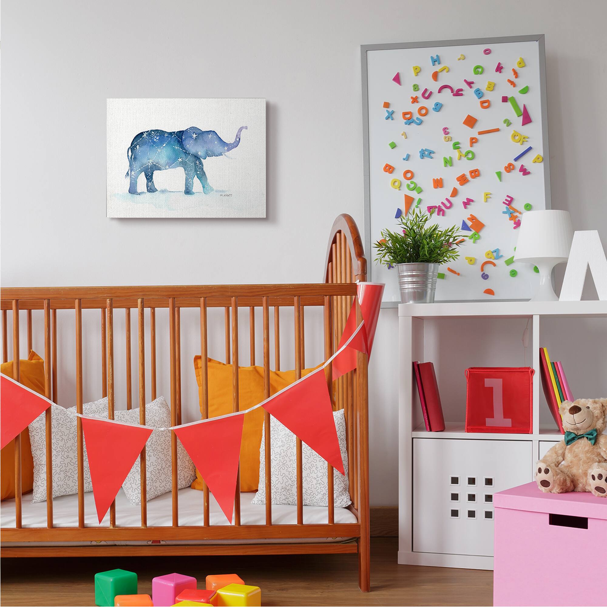 Stupell Industries Elephant March with Abstract Night Sky Constellation Canvas Wall Art